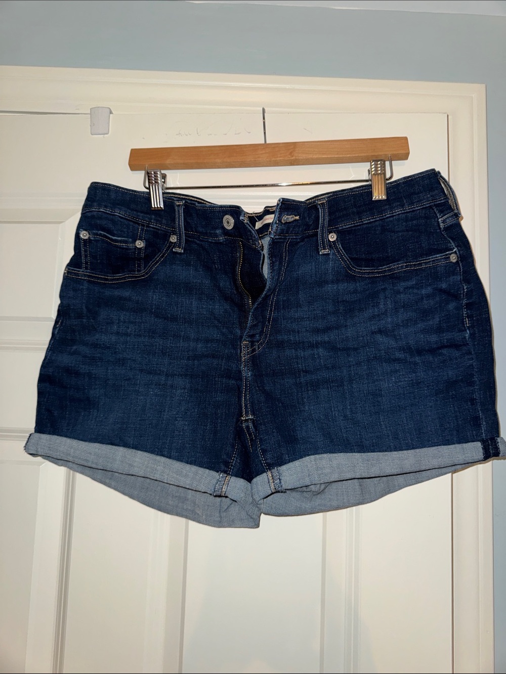 Levi's Dark Blue Rolled Cuff Denim Shorts